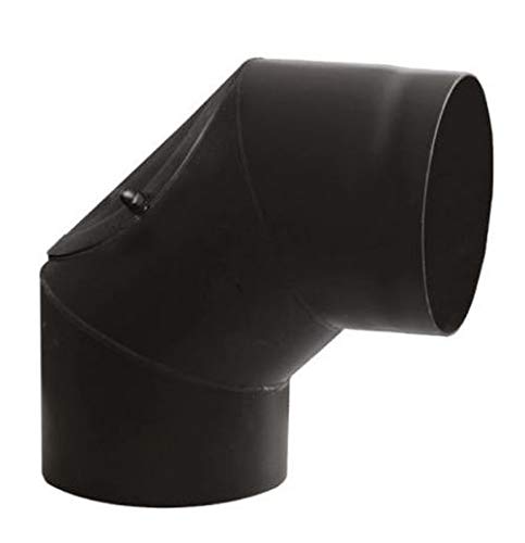 rg-vertrieb Ofenrohr Knie Winkel Bogen 90° mit Tür Stahlrohr Abgasrohr Senotherm Schwarz 2mm Heizung Rauchrohrbogen (130mm) von rg-vertrieb