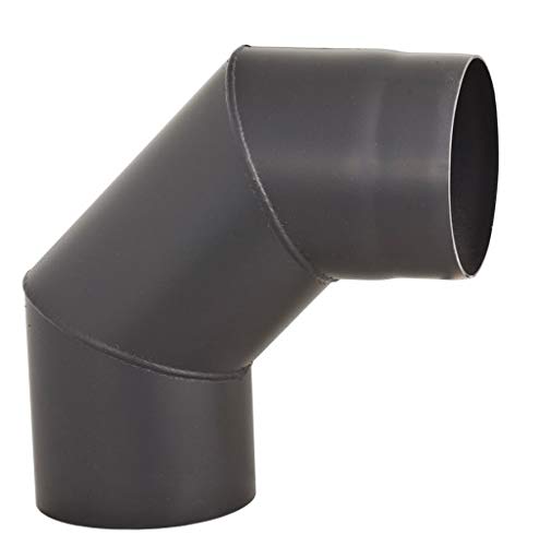 rg-vertrieb Ofenrohr Rauchrohr Kaminrohr Bogen Knie 45° 90° Doppelwandfutter Abgaswärmetauscher Radiator Wandrosette Stahlrohr Schwarz 2mm (130 mm, Bogen 90°) von rg-vertrieb