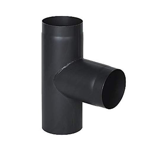 rg-vertrieb Ofenrohr Rauchrohr Kaminrohr Bogen Knie 45° 90° Doppelwandfutter Abgaswärmetauscher Radiator Wandrosette Stahlrohr Schwarz 2mm (150mm, T-Stück) von rg-vertrieb