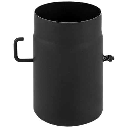 Ofenrohr Rauchrohr Kaminrohr Bogen Knie 45° 90° Doppelwandfutter Abgaswärmetauscher Radiator Wandrosette Stahlrohr Schwarz 2mm (120mm, Rohr 250mm mit Drosseklappe) von rg-vertrieb