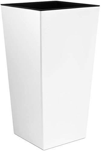 rg-vertrieb Pflanztopf Blumentopf Pflanzkübel Blumenkübel Matt Eckig mit Einsatz NEU Übertopf (55cm Weiß) von rg-vertrieb