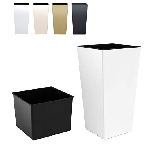Pflanztopf Blumentopf Pflanzkübel Blumenkübel Matt Eckig mit Einsatz NEU Übertopf (61cm Weiß) von rg-vertrieb