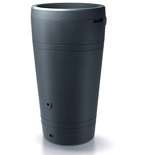 Regenwassertonne Regentonne Regenbehälter Regentank Regenfass Amphore 230L mit Wasserhahn (Anthrazit) von rgvertrieb