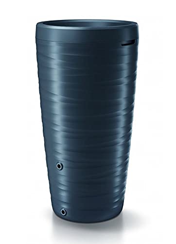 Regenwassertonne Regentonne Regenbehälter Regentank Regenfass Amphore 240L Welle-Disign 3D mit Wasserhahn (Anthrazit) von rgvertrieb