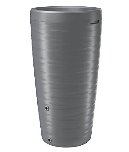 Regenwassertonne Regentonne Regenbehälter Regentank Regenfass Amphore 240L Welle-Disign 3D mit Wasserhahn (Grau) von rgvertrieb