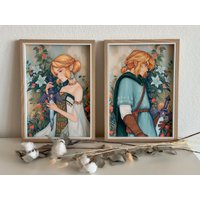 Zelda | Verbindung Tränen Des Königreichs Totk Fanart Jugendstil Poster Drucken Wohndekoration von rhienon