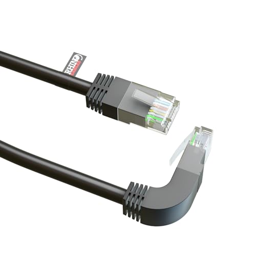 rhinocables® RJ45 Netzwerkkabel, gerade auf rechtwinklig, 90 Grad, CAT5e, Ethernet-Kabel, 2 m von rhinocables