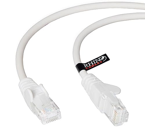 rhinocables CAT 6 Hochgeschwindigkeit Gigabit Ethernet Kabel – Patch-Netzwerkkabel für LAN, Snagless UTP mit LSZH-Ummantelung, RJ45-Stecker – Internet, Smart-TV, PC und mehr (12 cm, Weiß, 1er-Pack) von rhinocables