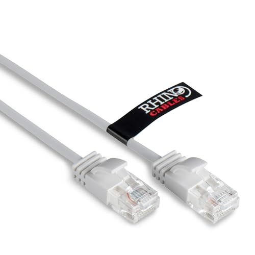 rhinocables CAT6 Netzwerkkabel Gigabit Super Dünn Schmal Flexibel Schnell Zuverlässig Ethernet LAN & Patchkabel Internet RJ45 Switch Router Modem Access Point (0,25m, Weiß) von rhinocables
