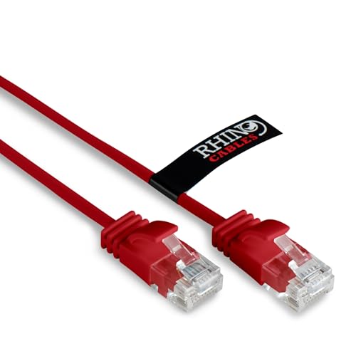 rhinocables CAT6 Netzwerkkabel Gigabit Super Dünn Schmal Flexibel Schnell Zuverlässig Ethernet LAN & Patchkabel Internet RJ45 Switch Router Modem Access Point (1m, Rot) von rhinocables