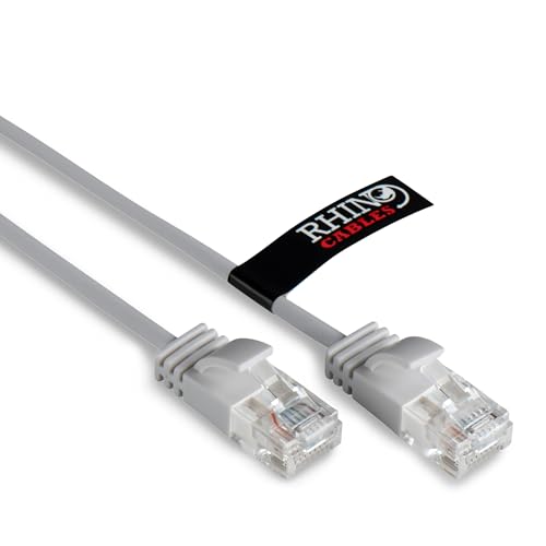 rhinocables CAT6 Netzwerkkabel Gigabit Super Dünn Schmal Flexibel Schnell Zuverlässig Ethernet LAN & Patchkabel Internet RJ45 Switch Router Modem Access Point (2m, Grau) von rhinocables