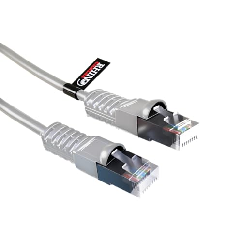rhinocables Cat5e Netzwerkkabel Geschirmtes Ethernet kabel im Metall Snagless Design CAT 5 RJ45 Knickschutz Internet Patchkabel FTP LAN Switch Router Modem (0,5m (50cm), Grau) von rhinocables