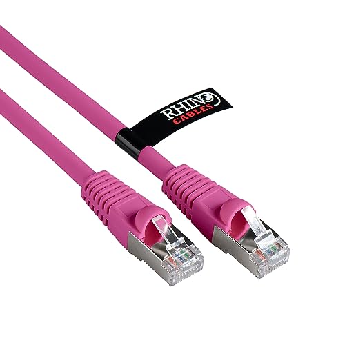 rhinocables Cat6A Netzwerkkabel Patchkabel Schnell Gigabit Ethernet LAN Ethernetkabel Kompatibel zu CAT5e CAT6 CAT6A für Switch Router Modem Smart TV Xbox (0,25m, Rosa) von rhinocables