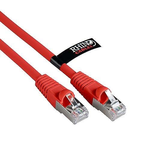 rhinocables Cat6A Netzwerkkabel Patchkabel Schnell Gigabit Ethernet LAN Ethernetkabel Kompatibel zu CAT5e CAT6 CAT6A für Switch Router Modem Smart TV Xbox (0,25m, Rot) von rhinocables