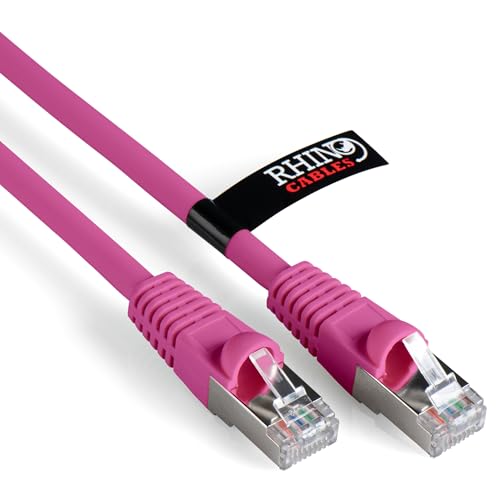 rhinocables Cat6A Netzwerkkabel Patchkabel Schnell Gigabit Ethernet LAN Ethernetkabel Kompatibel zu CAT5e CAT6 CAT6A für Switch Router Modem Smart TV Xbox (10m, Rosa) von rhinocables