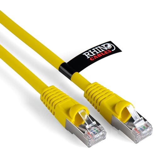 rhinocables Cat6A Netzwerkkabel Patchkabel Schnell Gigabit Ethernet LAN Ethernetkabel Kompatibel zu CAT5e CAT6 CAT6A für Switch Router Modem Smart TV Xbox (15m, Gelb) von rhinocables