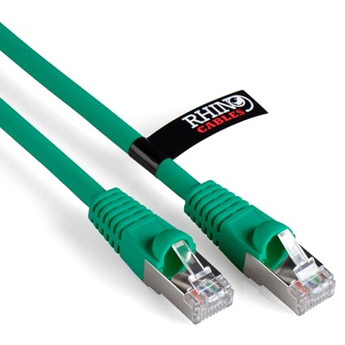 rhinocables Cat6A Netzwerkkabel Patchkabel Schnell Gigabit Ethernet LAN Ethernetkabel Kompatibel zu CAT5e CAT6 CAT6A für Switch Router Modem Smart TV Xbox (15m, Grün) von rhinocables