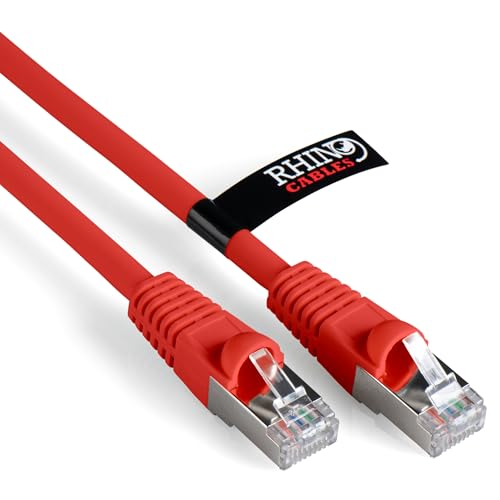 rhinocables Cat6A Netzwerkkabel Patchkabel Schnell Gigabit Ethernet LAN Ethernetkabel Kompatibel zu CAT5e CAT6 CAT6A für Switch Router Modem Smart TV Xbox (2m, Rot) von rhinocables