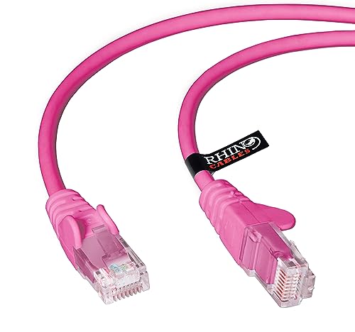 rhinocables Netzwerkkabel, Ethernet, LAN & Patch Kabel, RJ45 Molded Cat5e Verlegekabel Patchkabel für: UTP - Switch Router - Modem - Patchpannel - Access Point – Patchfelder (1m, Rosa) von rhinocables