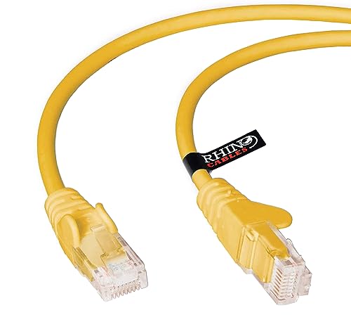 rhinocables Netzwerkkabel, Ethernet, Lan & Patch Kabel, RJ45 Molded Cat5e Verlegekabel Patchkabel für: UTP - Switch Router - Modem - Patchpannel - Access Point – Patchfelder (Gelb 3 m) von rhinocables