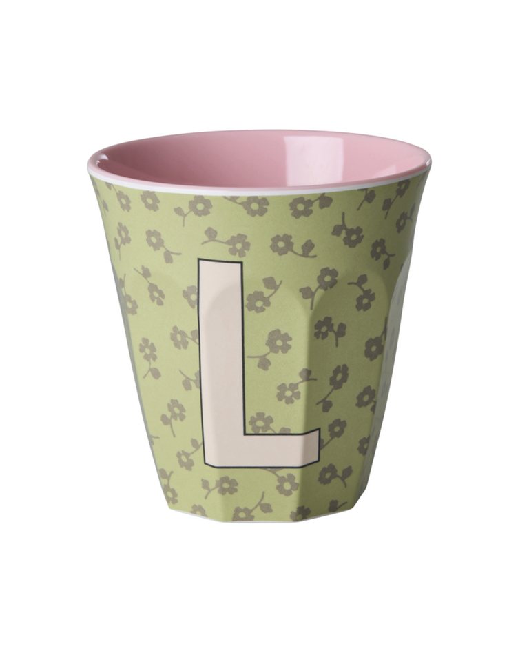 rice Becher Rice Buchstabenbecher – Melamin Tassen A–Z mit Blumen-Design, BPA-frei, Melamin von rice