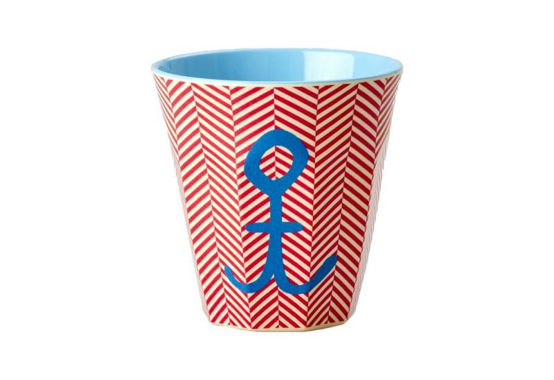 rice Becher Rice Melamin Becher Medium Rot mit Anker Muster, Melamin von rice
