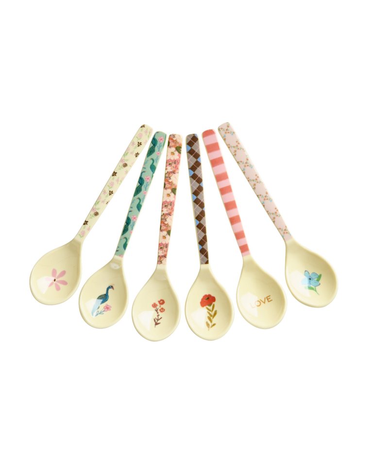 rice Campinglöffel Rice Melamin 6er-SET Teelöffel - Pfau & Blumen Print rice Campinglöffel Rice Melamin 6er-SET Teelöffel - Pfau & Blumen Print von rice