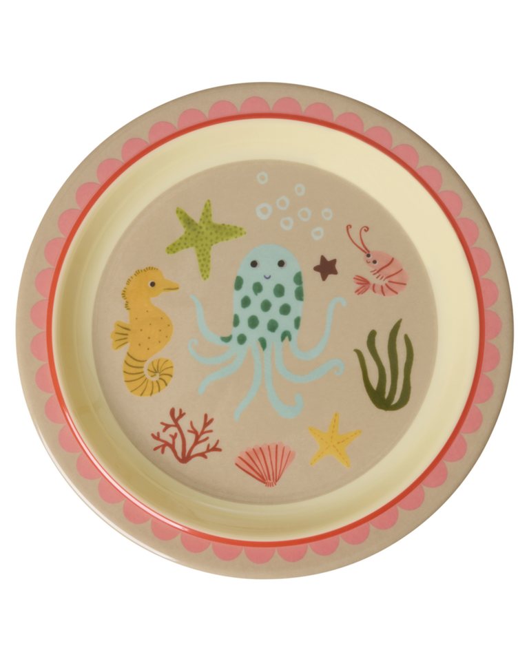 rice Kunststoffteller Rice Melamin Kinderteller - Coral Ocean Print Ø 22cm von rice