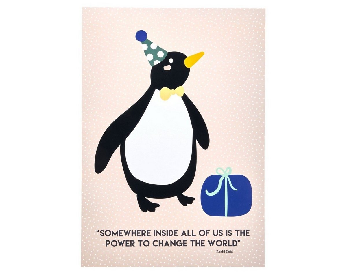 rice Poster Poster Pinguin A3 Bild ohne Rahmen Kinderzimmer Deko, Poster Pinguin A3 von rice