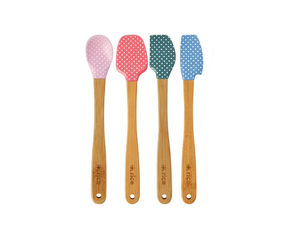 rice Teigschaber Silikon Teigschaber 4er Set Punkte Silikon Bambusgriff kochen backen von rice