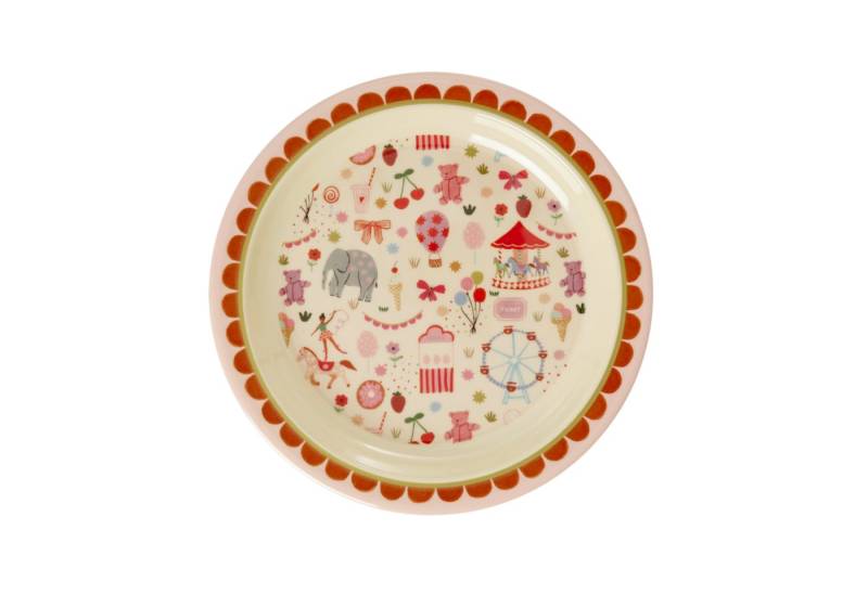 rice Teller Rice Melamin Teller Pink - Fun Fair Print von rice