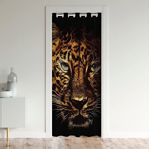 Braun Leopard Tür Vorhang für Jugend Erwachsene, afrikanische Geparden Blackout Vorhang 86x203, Wilde Tiere Thema Schwarze Tür Schrank Tür von richhome