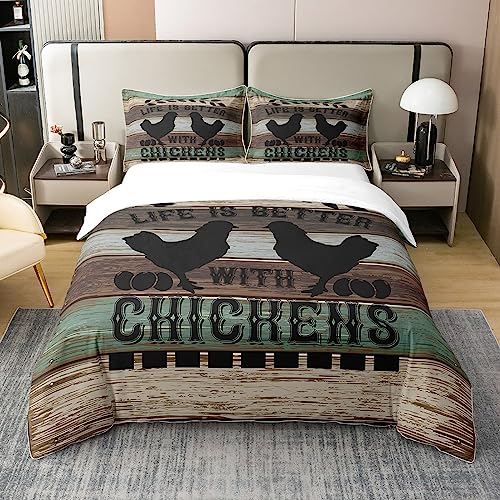 Hühnchen 100% Bettwäsche Set Bauernhof Tier Thema Tröster Abdeckung Set für Kinder Teens Schlafzimmer Bauernhaus Vintage Holz Plank Bettbezug Atmungsaktiv 155x220 Größe Hühnchen 100% Bettwäsche Set Bauernhof Tier Thema Tröster Abdeckung Set für Kinder Teens Schlafzimmer Bauernhaus Vintage Holz Plank Bettbezug Atmungsaktiv 155x220 Größe von richhome