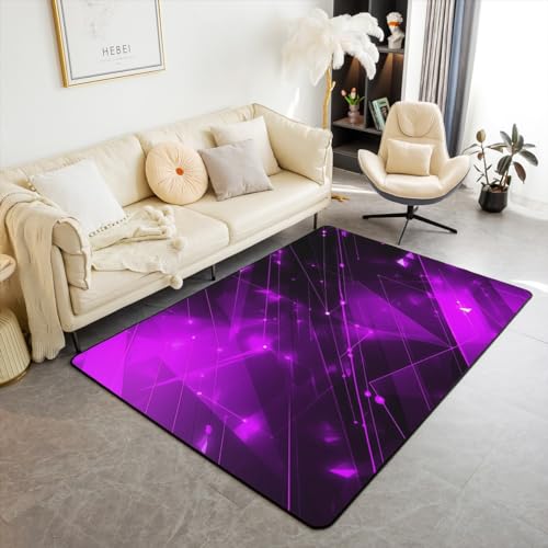 Lila Geometrie Bereich Teppich für Kinder Erwachsene 150x200,Abstrakte Linien 3D Dreieck Muster Wohnzimmer rutschfeste Teppich, Aquarell Tie Dye Artative Teppich für Spielzimmer Lila Geometrie Bereich Teppich für Kinder Erwachsene 150x200,Abstrakte Linien 3D Dreieck Muster Wohnzimmer rutschfeste Teppich, Aquarell Tie Dye Artative Teppich für Spielzimmer von richhome