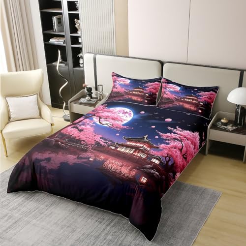 Moon Night Sky Bettwäsche Set Rosa Kirschblüte Bettbezug Set Japanischer Stil Floral Tröster Cover Set Historisches Gebäude Ästhetische Bettbezug Schlafzimmer Quilt Cover 135×200 100% Baumwolle Moon Night Sky Bettwäsche Set Rosa Kirschblüte Bettbezug Set Japanischer Stil Floral Tröster Cover Set Historisches Gebäude Ästhetische Bettbezug Schlafzimmer Quilt Cover 135×200 100% Baumwolle von richhome