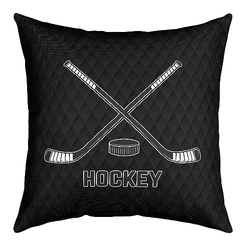 Sport Thema Kissenbezug 40x40, Jungen Eishockey Spiel Liebhaber Kissenbezug für RV Camper Büro, Geometrie Diamanten Schwarz Print Kissenbezug Outdoor Kissenbezug für Teens Erwachsene von richhome