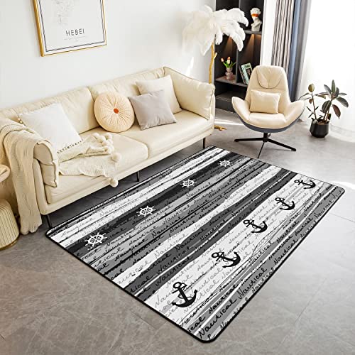 Vintage Maritime Abenteuer Bereich Teppich 100x150 cm, Graue Streifen Graffiti rutschfeste Teppich für Kinder Teen Männer, Navigation Anker Kompass Innenbodenmatte für Esszimmer Hinterhof Dekor Vintage Maritime Abenteuer Bereich Teppich 100x150 cm, Graue Streifen Graffiti rutschfeste Teppich für Kinder Teen Männer, Navigation Anker Kompass Innenbodenmatte für Esszimmer Hinterhof Dekor von richhome