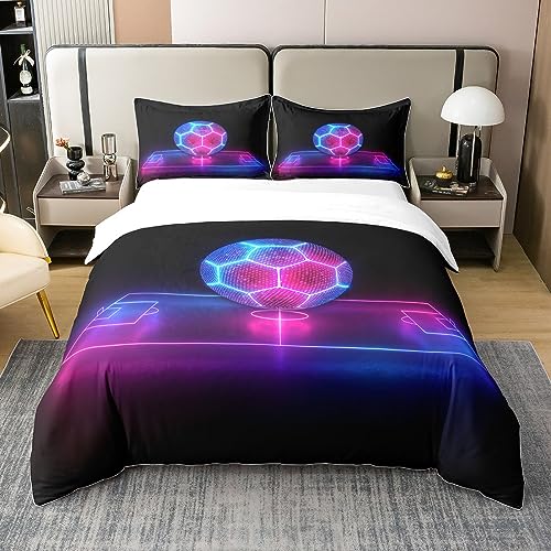 richhome 100% American Soccer Bettbezug Set Neon Fußball Tröster Cover Set 135x200 mit 1 Kissenbezug Sport Gaming Thema Bettwäsche Set von richhome