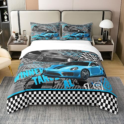richhome 135x200 Bettbezug Blau Race Car 100% Reine Baumwolle Bettwäsche Set Extreme Sport Bettwäsche Set Schwarz Weiß Gitter Tröster Bezug richhome 135x200 Bettbezug Blau Race Car 100% Reine Baumwolle Bettwäsche Set Extreme Sport Bettwäsche Set Schwarz Weiß Gitter Tröster Bezug von richhome