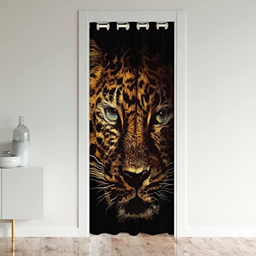 richhome Afrikanische Geparden Tür Vorhang für Privatsphäre, braune Leopard Tür Vorhang 106x203, Wilde Tiere Thema Schwarze Tür für Schrank Tür 1 Panel von richhome