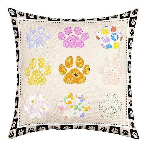 richhome Bär Pfote Kissenbezug 40x40, Aquarell Floral gedruckte Sonnenblumen Daisy Kissenbezug für Auto RV Camper Büro, Wilde Tiere Geometrische Checkers Schwarz Weiß Kissenbezug Outdoor Kissenbezug von richhome