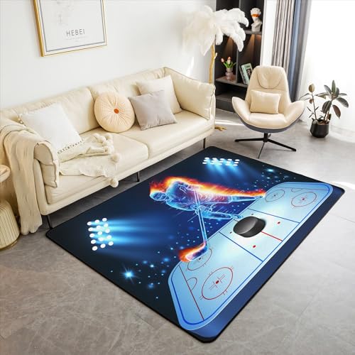 richhome Eishockey Teppiche 150x200 rutschfeste Teppich Sportsman Skizze Feuerbereich Teppich Bett Akzent Teppich Eishockey Court Wintersport Matten für Küche Schlafzimmer von richhome