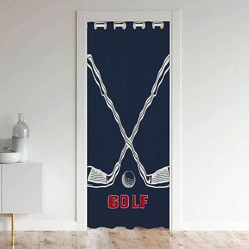 richhome Golf Club Tür Vorhang für Kinder Erwachsene,Jungen Männer Sport Thema Ball Spiel Raum Teiler Vorhang Abdeckung für Trennwand Schattierung,Retro Navy Blue Print Türvorhang 1 Panel,86x203 von richhome