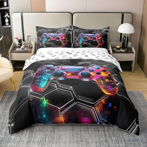 richhome Kinder Gamer 100% Natur Baumwolle Bettbezug 135x200, 3D Video Controller Bunte Super Soft Bettwäsche Set, Retro Grau Waben Muster Tröster Abdeckung Bettwäsche richhome Kinder Gamer 100% Natur Baumwolle Bettbezug 135x200, 3D Video Controller Bunte Super Soft Bettwäsche Set, Retro Grau Waben Muster Tröster Abdeckung Bettwäsche von richhome