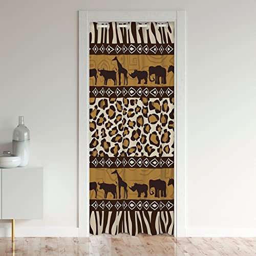richhome Leopard Zebra Print Türvorhang Elefant Nashorn Muster Afrikanischer Tribe Vorhang86x203 Schlafzimmer Wohnzimmer Western Wild Tier Vorhang für temporäre Tür 1 Panel von richhome
