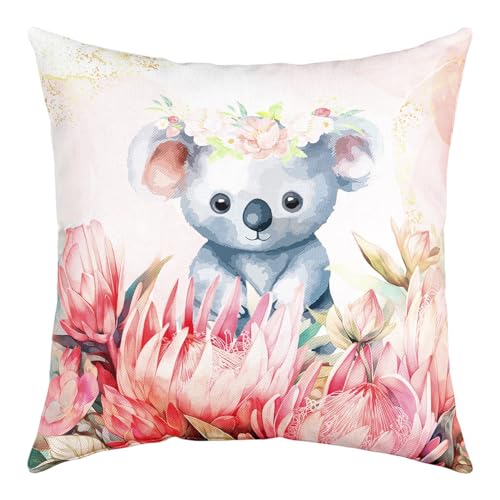 richhome Netter Koala Wurf Kissenbezug Rosa Protea Kissen Coverative Kissenbezug für Wohnzimmer RV Tropische Party Kissenbezug Kissenbezug 45x45 von richhome