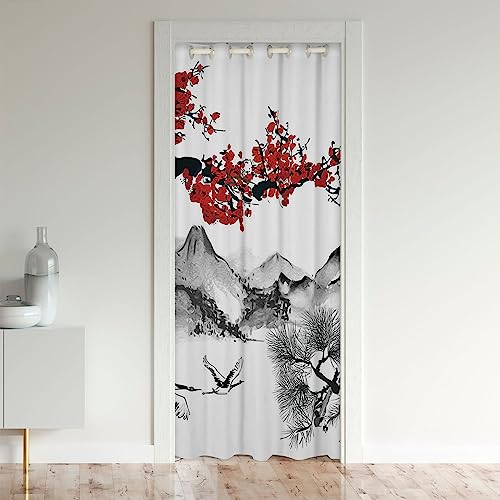 richhome Pflaumenblüte Tür Vorhang Geschenk, chinesische Tür Vorhang Schlafzimmer Dekor, Tinte Waschen Malerei Blackout Vorhang 1 Panel 86x203 von richhome