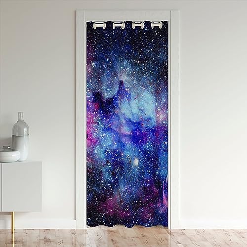 richhome Planet Außenraum Glänzende Trippy Tür Vorhang 106x203, Blau Lila Mystical Boho Exotic Tür Blackout Vorhang für Tür, Sternenhimmel Galaxy Tür Vorhang Schlafzimmer von richhome