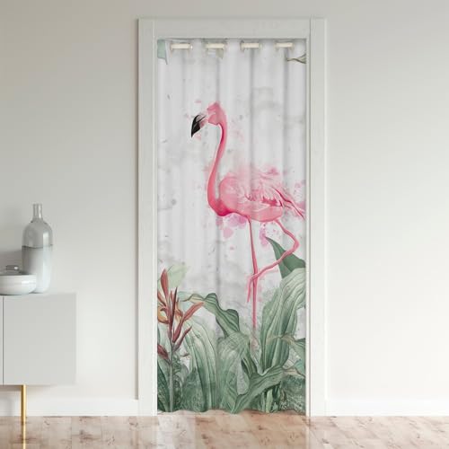 richhome Rosa Flamingo Tür Vorhang 1 Panel, 86x203, Retro Vögel Tropische Tür für Wohnzimmer, Frühling Sommer Vorhang für Tür von richhome