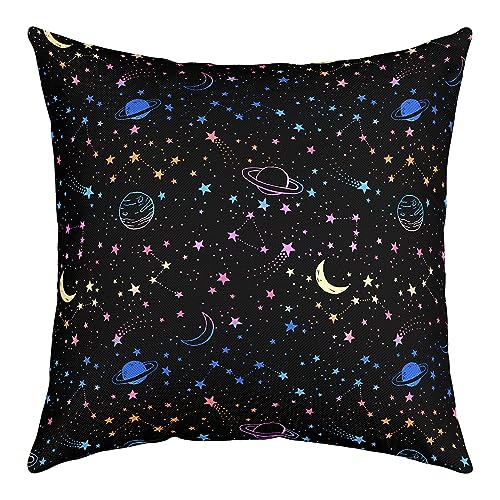 richhome Sternenhimmel Kissenbezug Planeten Constellation Wurf Kissenbezug für Schlafzimmer Wohnzimmer Ombre Regenbogen Universumche Kissenbezug Doppelseiten, 40x40 Zoll von richhome